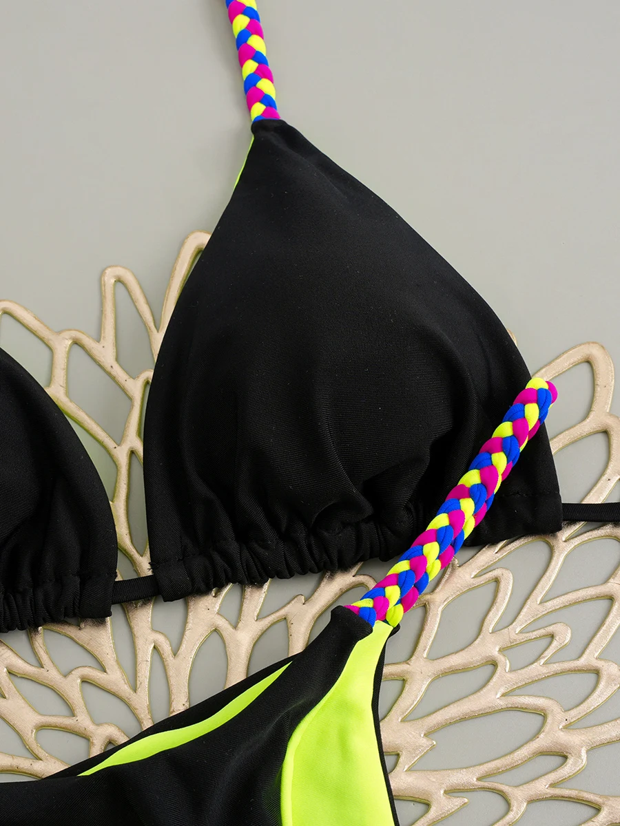 Push up sexy halter bikini conjunto maiô feminino micro triângulo tanga maiô biquinis brasileiros