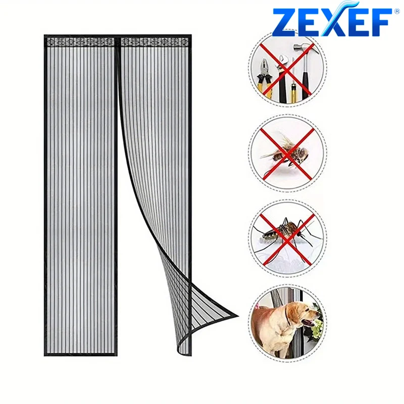 ZEXEF มุ้งกันยุงแม่เหล็กปิดผนึกด้วยตนเองประตูหน้าจออัตโนมัติแมลงบินเพื่อให้แมลงกาวในตัวออกประตูหน้าจอแบบพับเก็บได้