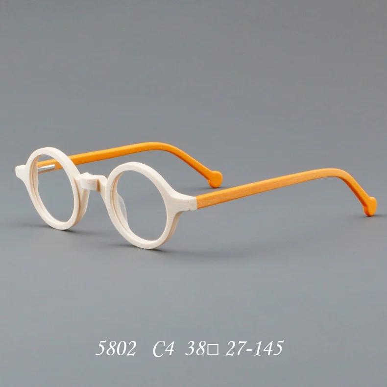 F·DRACON Board-Brillengestell, Retro, rund, Herren-Brillengestell, modisches Federbein, optisch verschreibungspflichtige Herrenbrille 5802 – Detail 7