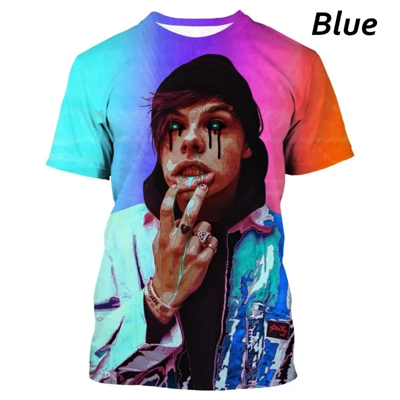 

Singer Yungblud Men's 3D Printed T-shirt, Round Neck Casual Short Sleeve Shirt, Hip Hop Style, Street Harajuku, Summer Novelty