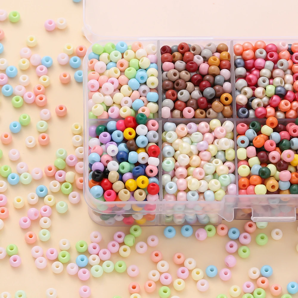 100pcs/lot 4mm Solid Color Glass Rice Beads Round Seed Beads for Jewelry Making DIY Bracelet Earring Beaded Accessories