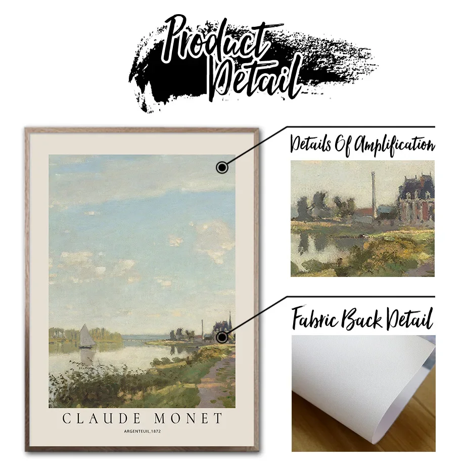 Retro Claude Monet Sea Abstract Landscape Wall Art Canvas Painting Nordic Posters And Prints Wall Pictures For Living Room Decor