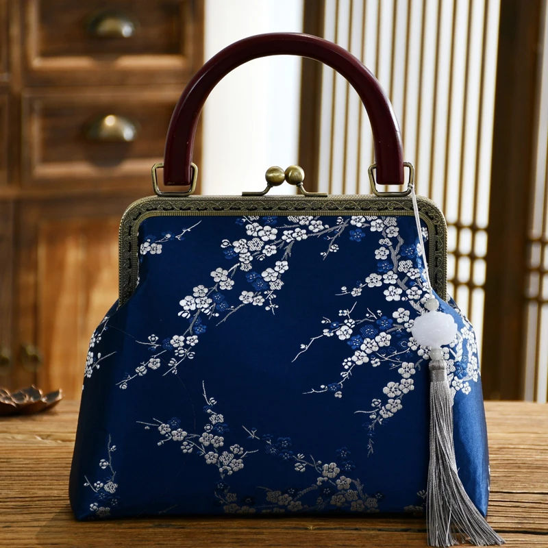 

Classic Women's Handbags Vintage Design Bag Wood Top Handle Bags for Ladies Women Bags