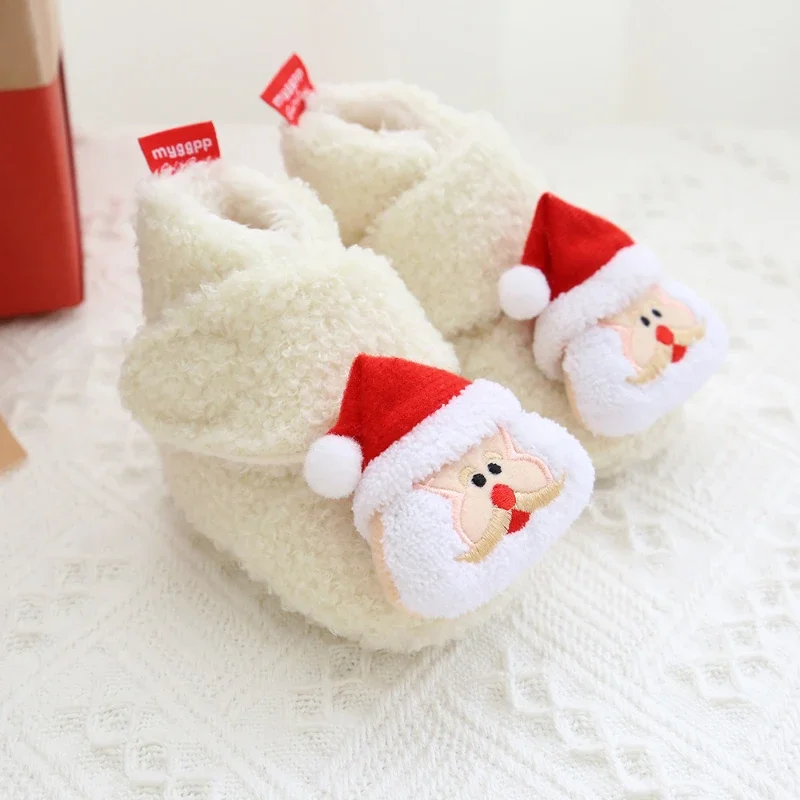 Cartoon Baby Shoes Christmas Cute Boy Shoes Versatile Comfort Baby Girl Shoe Casual Simple Walker Holiday Home Cotton Shoe Bebés