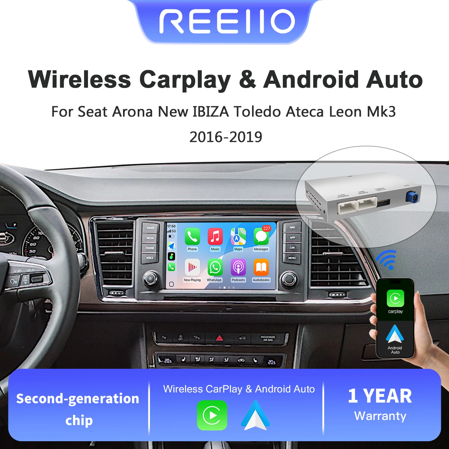 Wireless CarPlay Android Auto Decoder Box for VW SKODA SEAT MIB MIB2 Platform Golf 7 Tiguan Supports BT Navigation Mirro Link