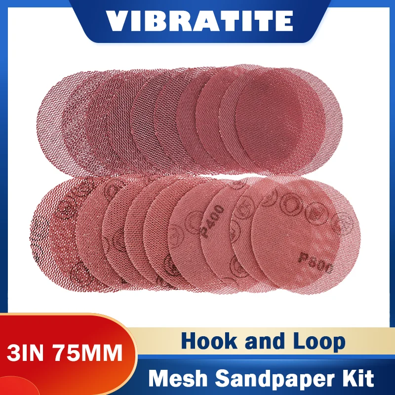 

30 шт. сетчатые абразивные шлифовальные диски 3 дюйма 75 мм в ассортименте 80-800 зернистость крючок петля шлифовальный диск для гипсокартона сетчатая наждачная бумага для металла, дерева