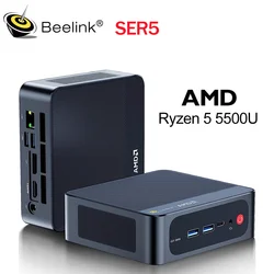 Beelink SER5 AMD Ryzen5 5500U R3 3200U DDR4 16G 500G SER5 Max Ryzen7 6800U/7735HS Mini PC Win 11 4K WIFI6 Type-C Gaming Computer