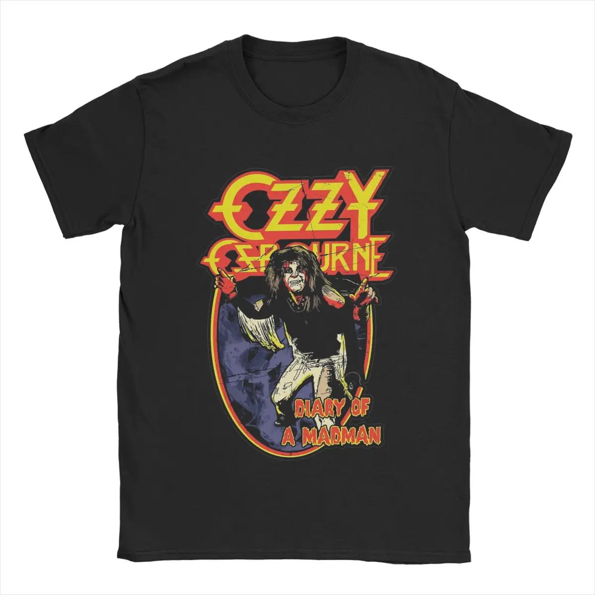 Fashion Diary Of A Madman Ozzy Osbourne Metal T-Shirts for Men Crew Neck Cotton T Shirts Short Sleeve Tees Plus Size Clothing