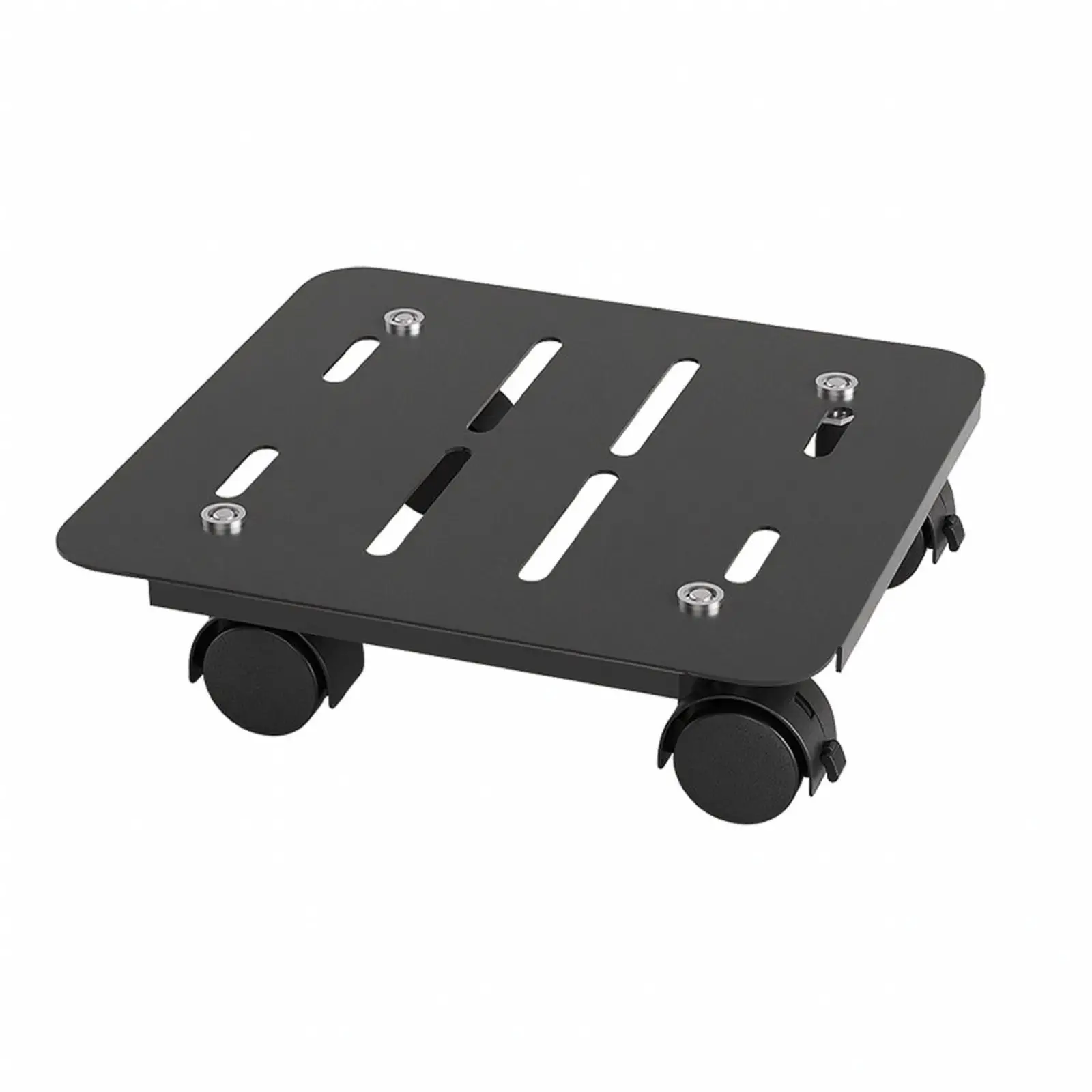 Black Carbon Steel Plant Pot Truck Mobile Tray with Caster Drainage Slots for Balcony Garden Large Pots