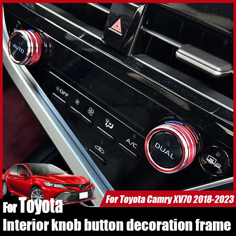 For Toyota Camry XV70 2018 2022 2023 Air conditioning knob Audio knob Hazard Warning Flasher decorative ring frame sticker