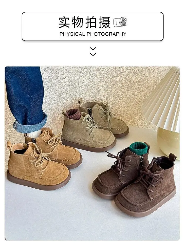 Schuhe für kleine Jungen, modische Kinderstiefeletten, Kinder-Lederschuhe, 1-6 Jahre, Baby-Stiefeletten, Mocha, Nude, braune Kaffee-Stiefeletten – Detail 4