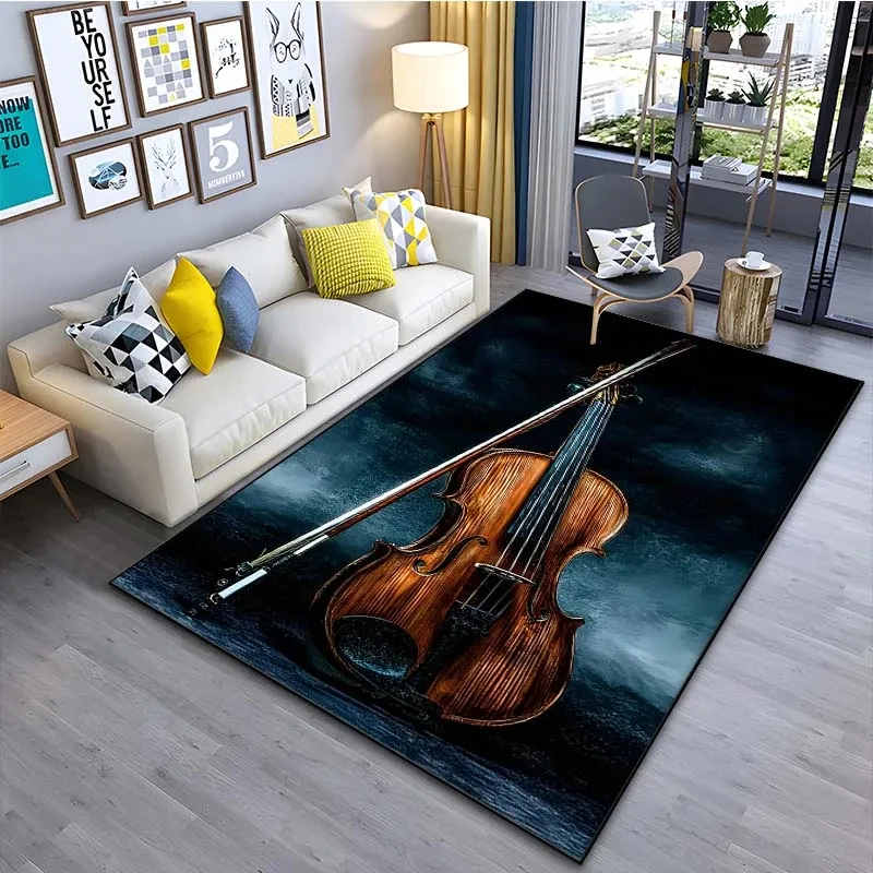 Musical Instrument Violin Pattern Carpets Modern Music Art Rug Living Room Bedroom Bedside Dorm Decor Floor Mat Home Doormat
