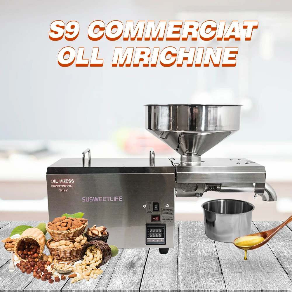 220V/110V S8 Oil Press Machine 1500W Electric Oil Extractor Machine Stainless Steel Oil Presser with High Pressing Speed