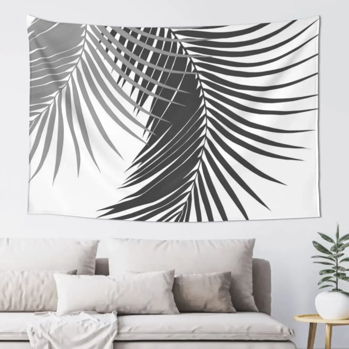 Palm Leaves Soft & Dark Gray Vibes #1 #tropical #decor #art Tapestry Wall Hanging Luxury Living Room Decoration Tapestry