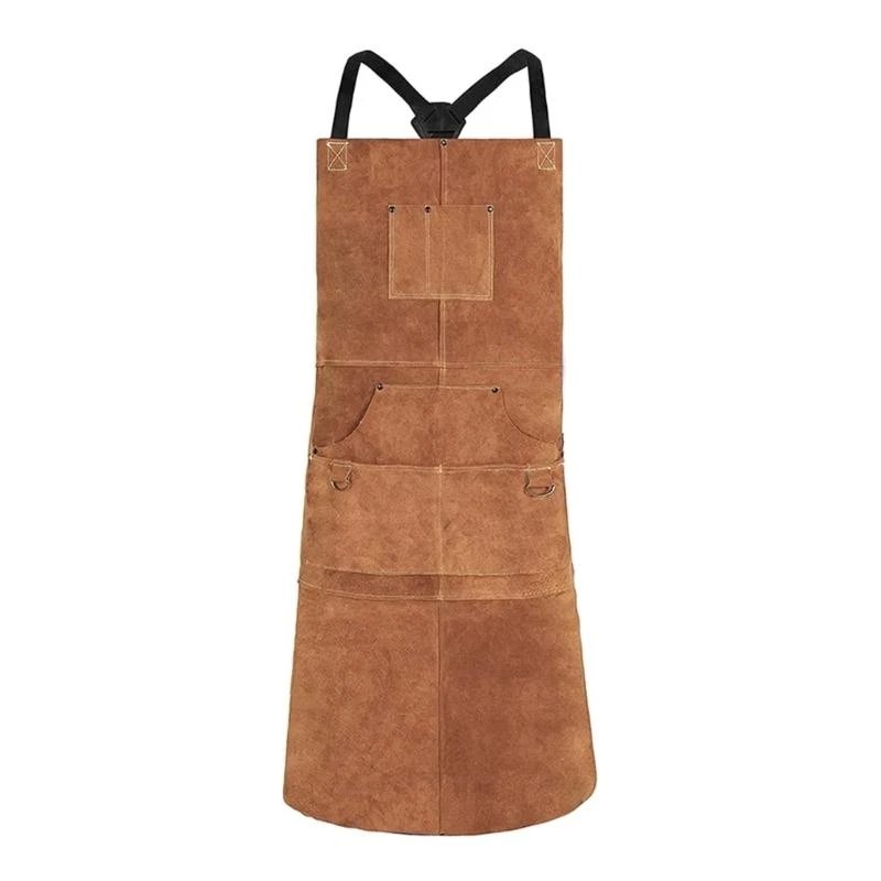 Heavy Duty Welding Apron Maximumly Protective from Chest to Knees with 6 Large Pockets for Blacksmiths Professional Use