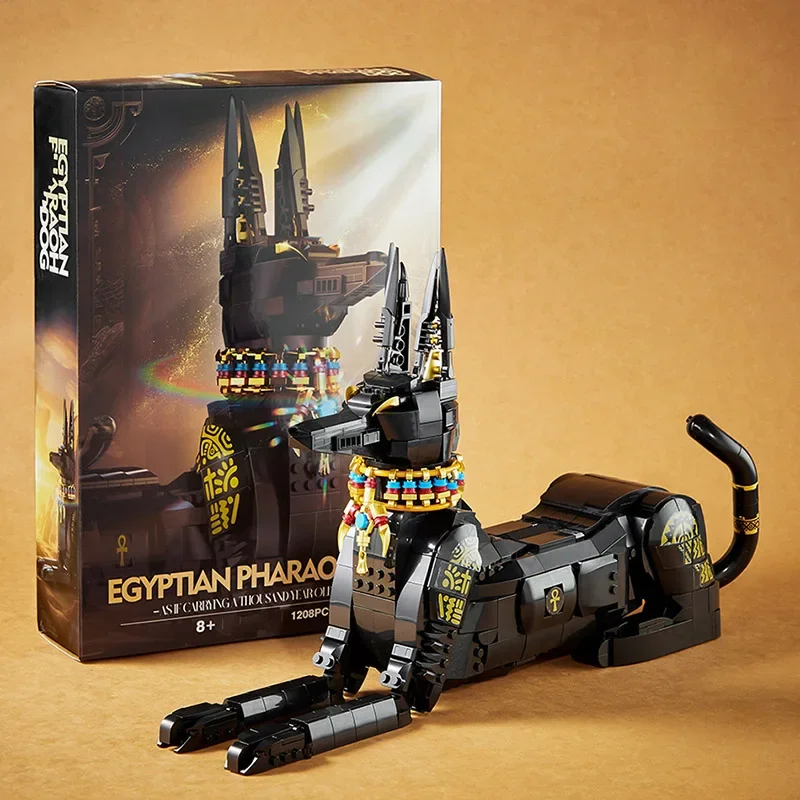 MOC City 1208-teiliges Modellbausatz: Antiker Ägyptischer Pharao-Hund, DIY Magisches Tier Anubis Bausteine Spielzeug als Geschenk