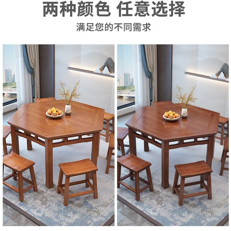 Pizarra de madera maciza, combinación de mesa y silla hexagonal, mesa hexagonal para tienda de fideos