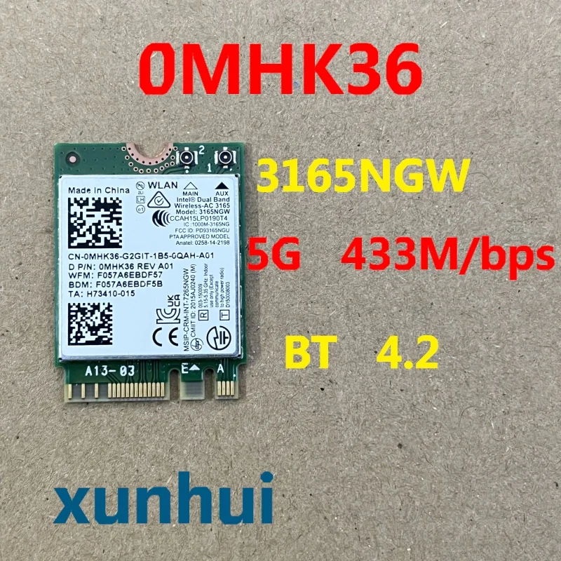 0MHK36 WIFI module for Dell inspiron 15-7568 5567 7559 7560 5557 3567 3568 3552 5578 5579 bluetooth 3165NGW