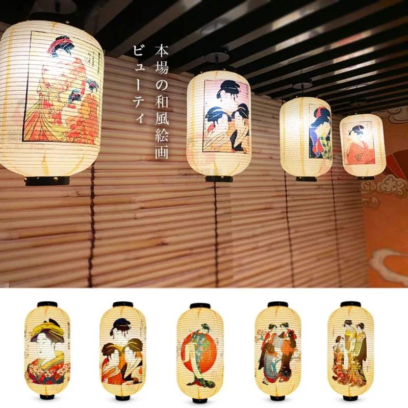 

Japanese Style Geisha Pattern Lantern Waterproof Cloth Ukiyo-e Cuisine Restaurant Izakaya Decor Lantern Festival Party Decor