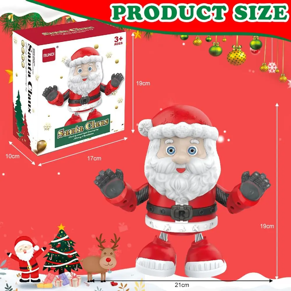 Cartoon Electric Santa Claus Toy Decor Christmas Singing Dancing With LED Light   AA Battery Operated Funny Gift For Kids