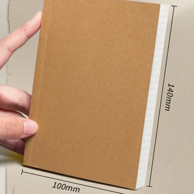 A6 Pocket Thickened Notebook 256 Pages 128 Sheets Line Blank Grid Inner Pages Kraft Paper Cover Small Notepad Book
