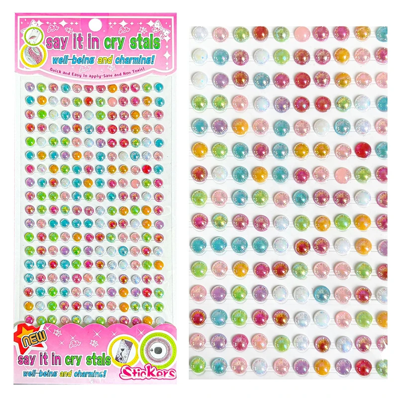 Colorful Rhinestone Self Adhesive Diamond DIY Sticker 216 Pcs/Sheet 6mm Acrylic Crystal Stickers Ornament