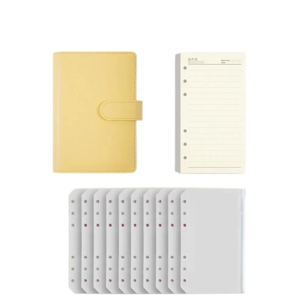Pu Leather Loose-Leaf Notebook A6 Macarone Color Budget Binder 6 Holes Binder Magnetic Buckle Planner Organizer