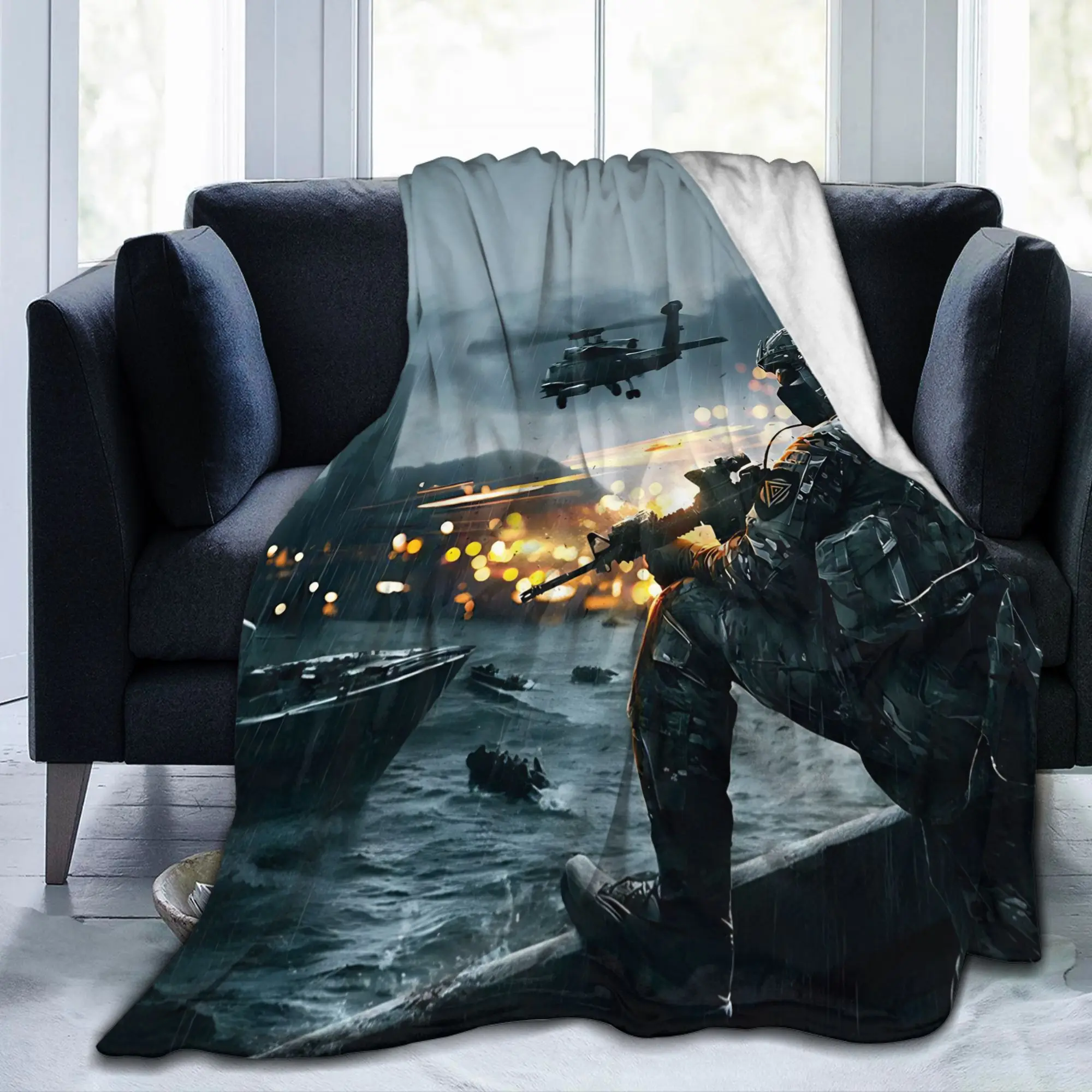 Battlefield Class Soldier Game BF6 Blankets Shooting Flannel Funny Warm Throw Blankets for Bedspread Textile Decor Travel
