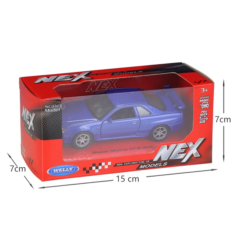 1/36 Nissan Skyline GTR R34 Toy Car Welly Diecast Metal Miniature