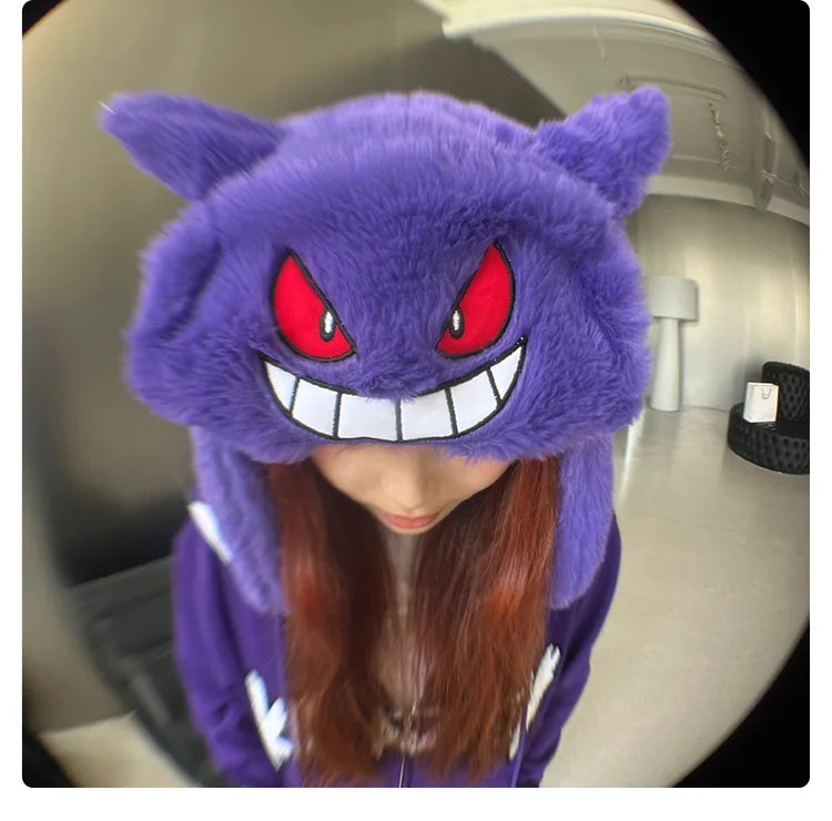 Pokemon Hoed Anime Gengar Ski Hoeden Leuke Cartoon Winter Warm Houd De Koude Cap Kawaii Cosplay Buiten Fietsen Caps Geschenken