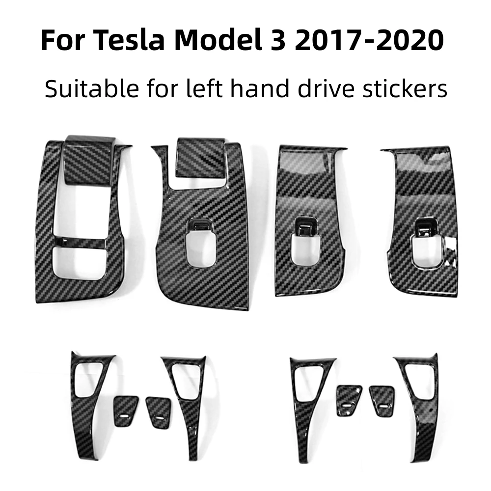 

14Pcs Car Window Control Panel Button Decor Sticker Door Switch Trim Frame Cover Car Interior Stickers For Tesla Model 3 Model Y