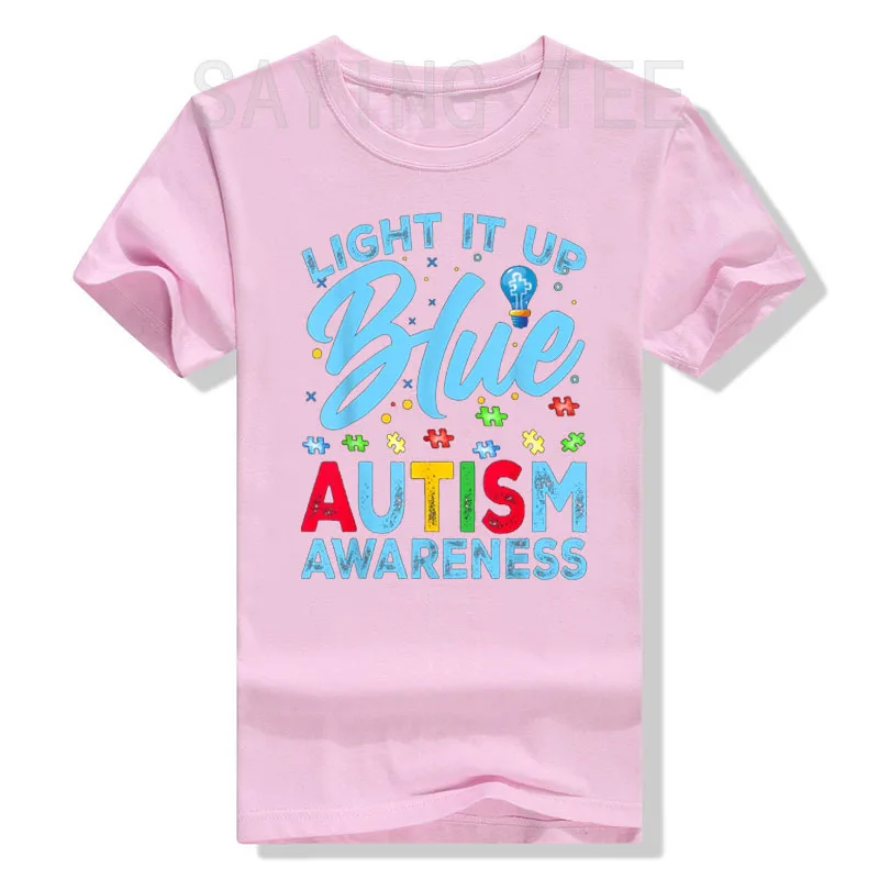 Light It Up Blue Autism Awareness Men Women Kids T-Shirt Cute Autism Special Education Tee Neurodiversity Clothes Novelty Gifts