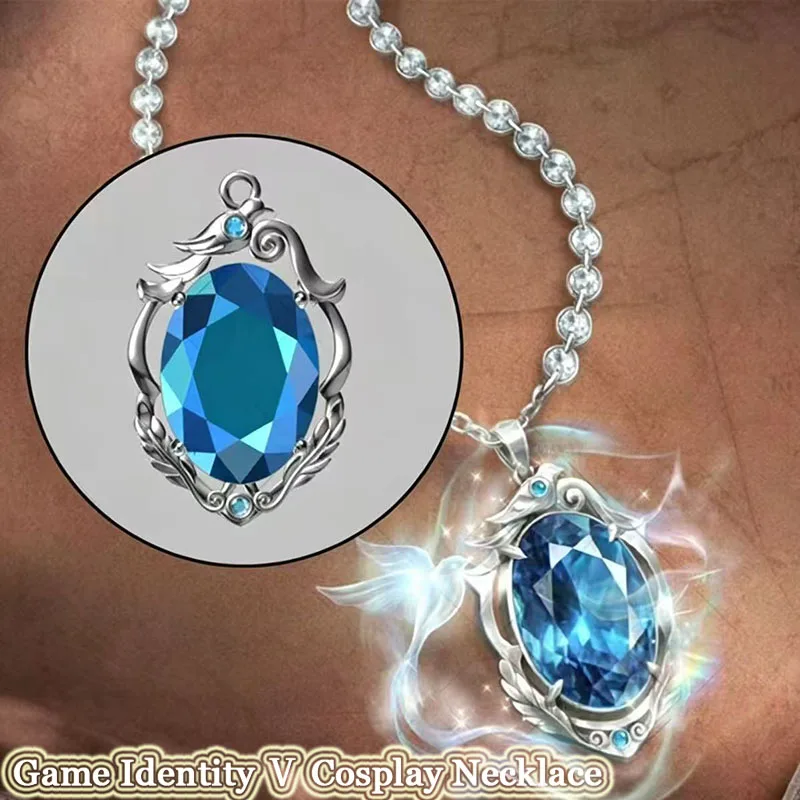 New Anime Game Identity Ⅴ Cosplay Necklace Alloy Blue Diamond Pendant Choker Chain Unisex Jewelry Accessory Ornament Prop Gift