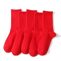 Celebratory Wedding Red Socks Men's Mid-calf Cotton Sports Socks Solid Color Year The Red Factory Direct Shipment