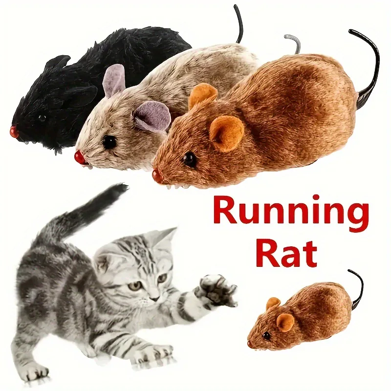 

Funny Lifelike Plush Mouse Running Rat Toy for Cats Dogs Tail Mouse Pets Kids Random Color