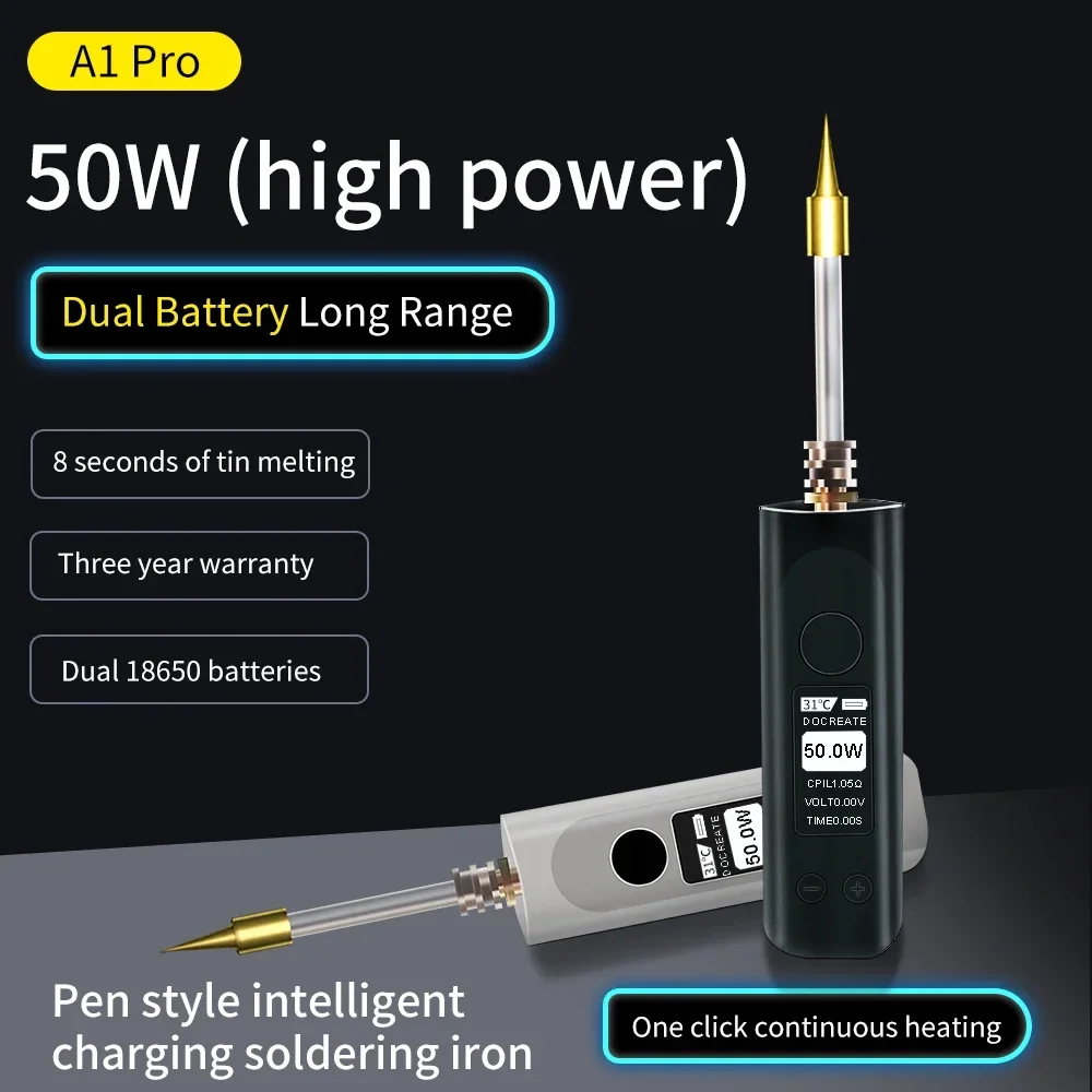 USB Cordless Electric Soldering Iron Portable Welding Pen Lithium Battery Rechargeable Internal Heating Solder Iron Welding Tool