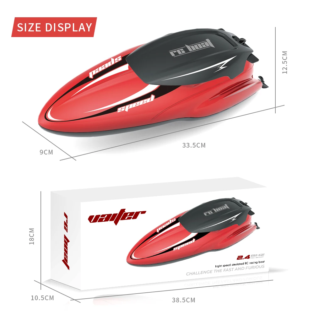 New Remote Control Boat 15 KM/H Red RC Boat Toys Dual Motor 15 KM/H High-Speed Racing Ship For Swimming Pool, Lake