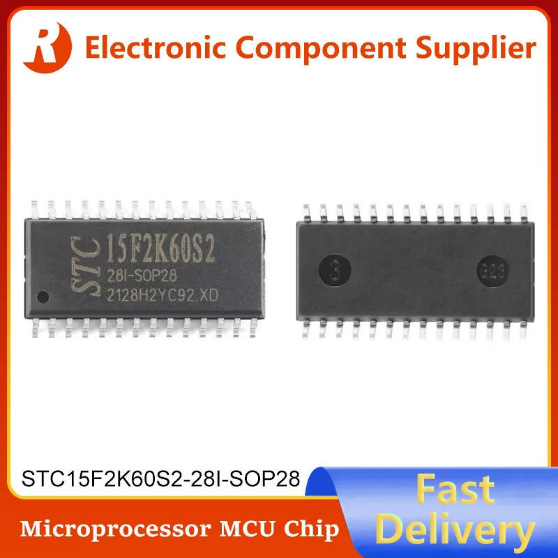 

5Pcs STC15F2K60S2 STC15F2K60S2-28I-SOP28 STC 15F2K60S2 Brand New Original Enhanced 1T 8051 MCU Microcontroller Chip IC in Stock