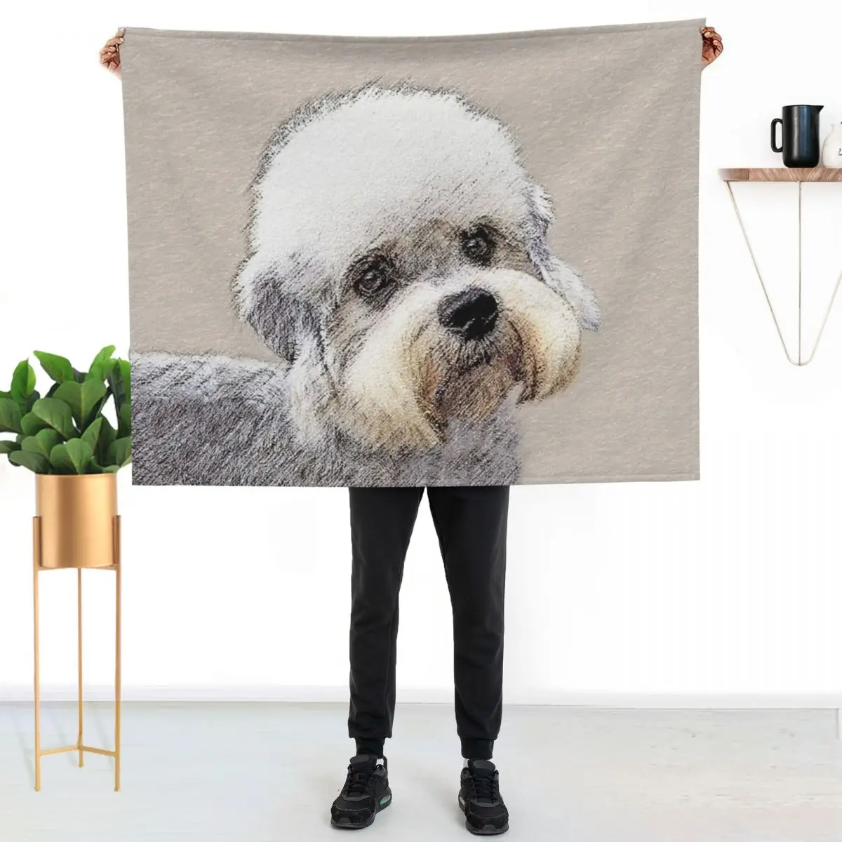 Dandie Dinmont Terrier Throw Blanket Soft Plaid Picnic Giant Sofa Fashion Sofas Cute Plaid Sofas Blankets