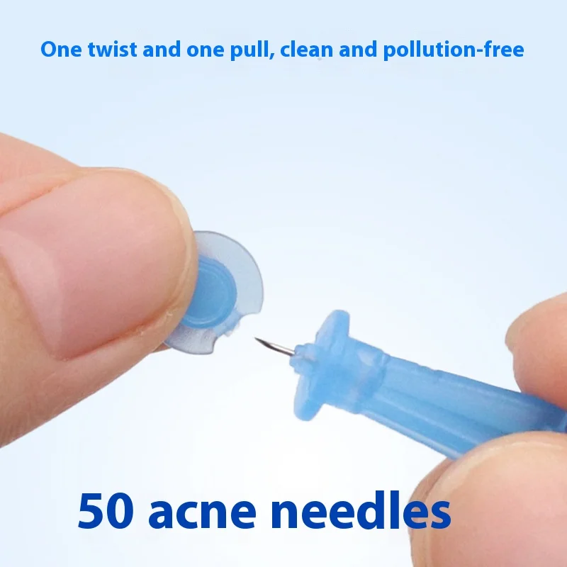 50 pezzi monouso per la rimozione di punti neri aghi per l'acne strumento per la rimozione di punti neri e pulizia del viso aghi in acciaio inossidabile