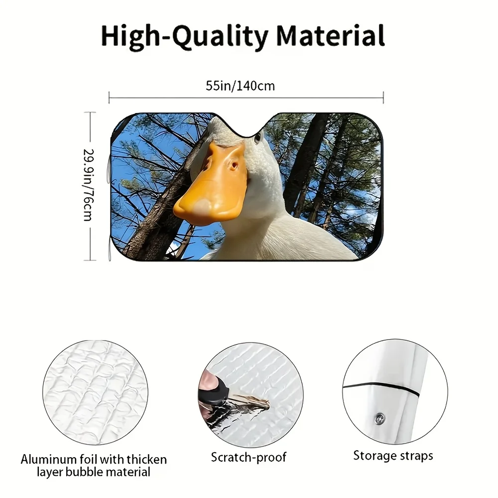 1pc, Adorable Duck-Themed Pattern Car Sunshade, Front Windshield Sun Visor, Car Sun Shade Cover, Windproof