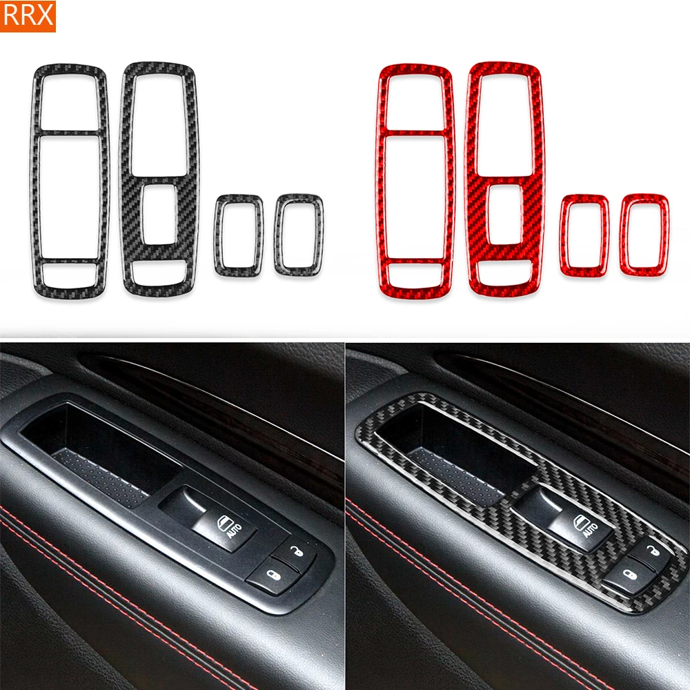 Door Windows Lifting Control For Dodge Durango 2014 2015 2016 2017 2018 2019 2020 Real Carbon Fiber Sticker Car Trim Accessories