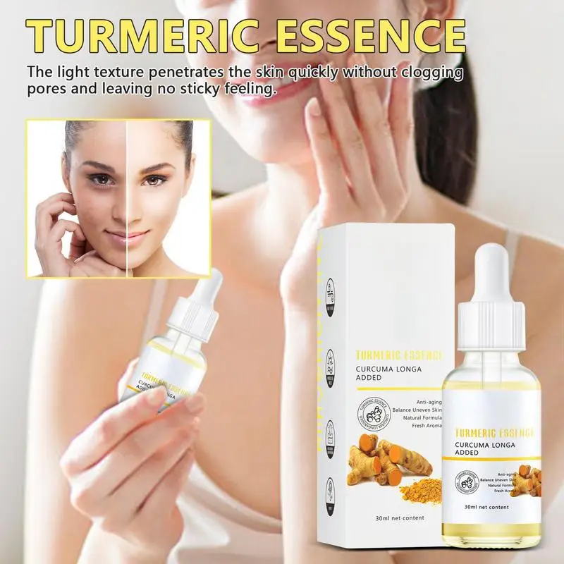 30ml Turmeric Freckle Whitening Serum Nourishing Moisturizing Repair Skin Brighten Fade Dark Spot Essence Face Skin Care