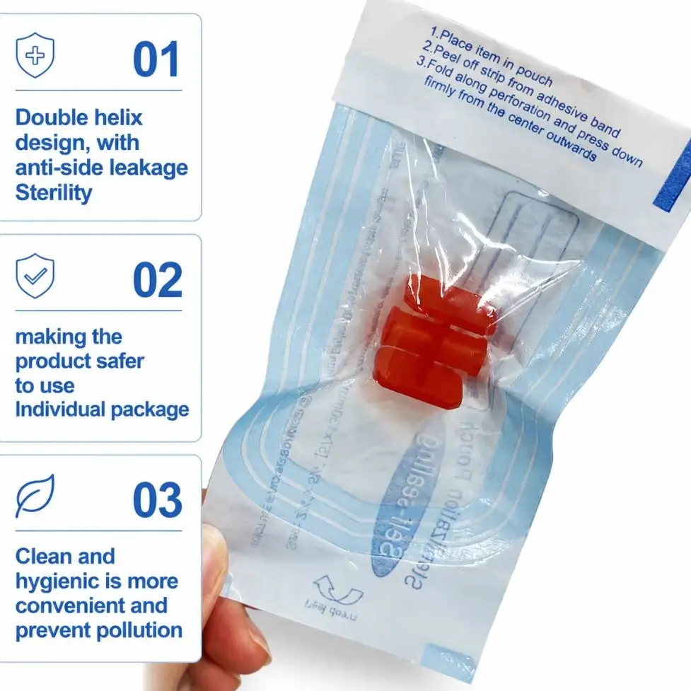 Sterile Syringe Connector Female To Female Connector Red Adapter Leakproof Fluid Transfer Device