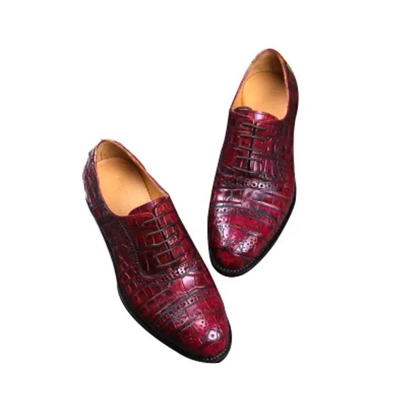 

yulonggongwu крокодиловая обувь мелок Мужчины мужчины формальные британские остроконечные резьба цветы Мужская кожа