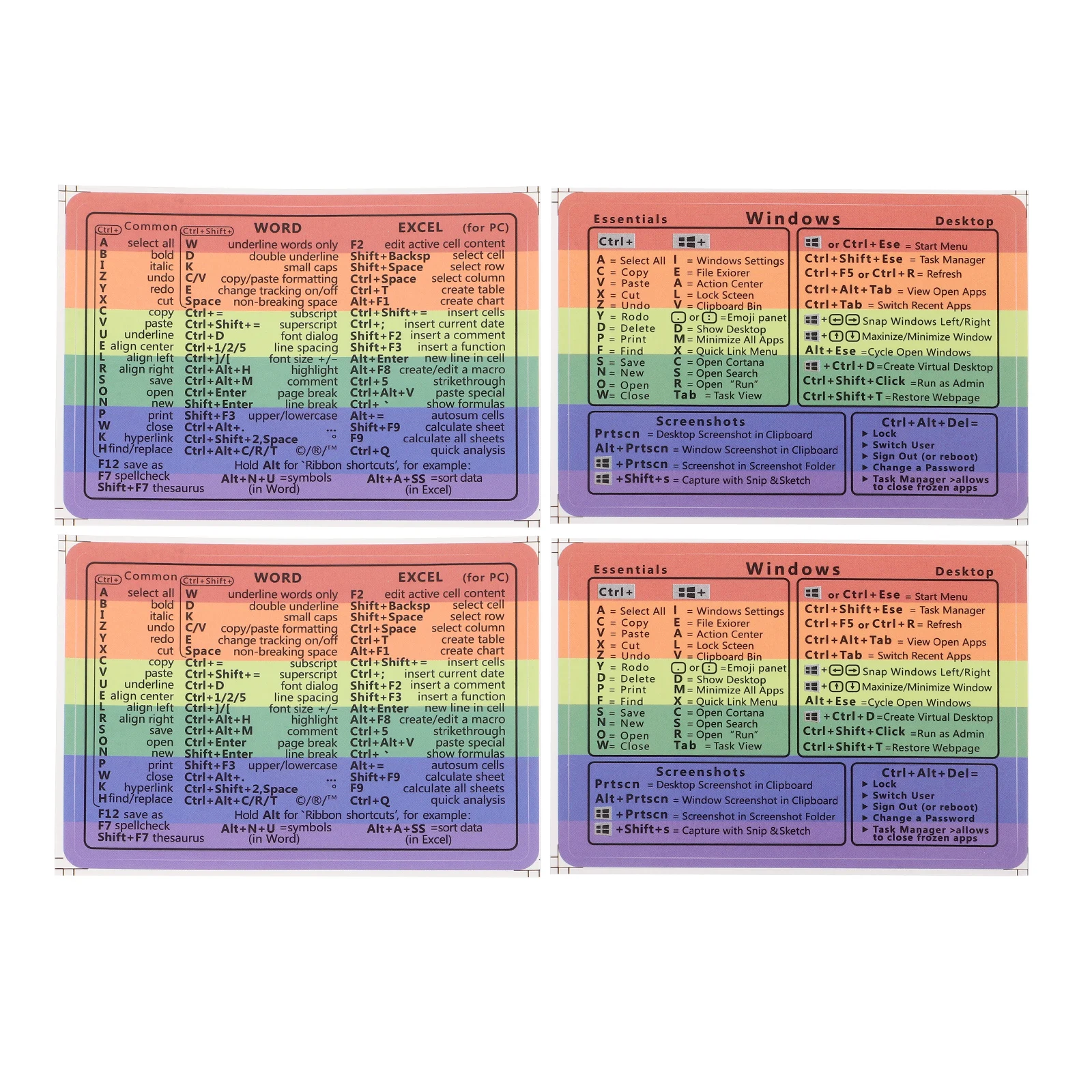 

4 Sheets Keyboard Shortcut Stickers Laptop Accessory Paper Material Clear Printing Computer Vinyl Decals