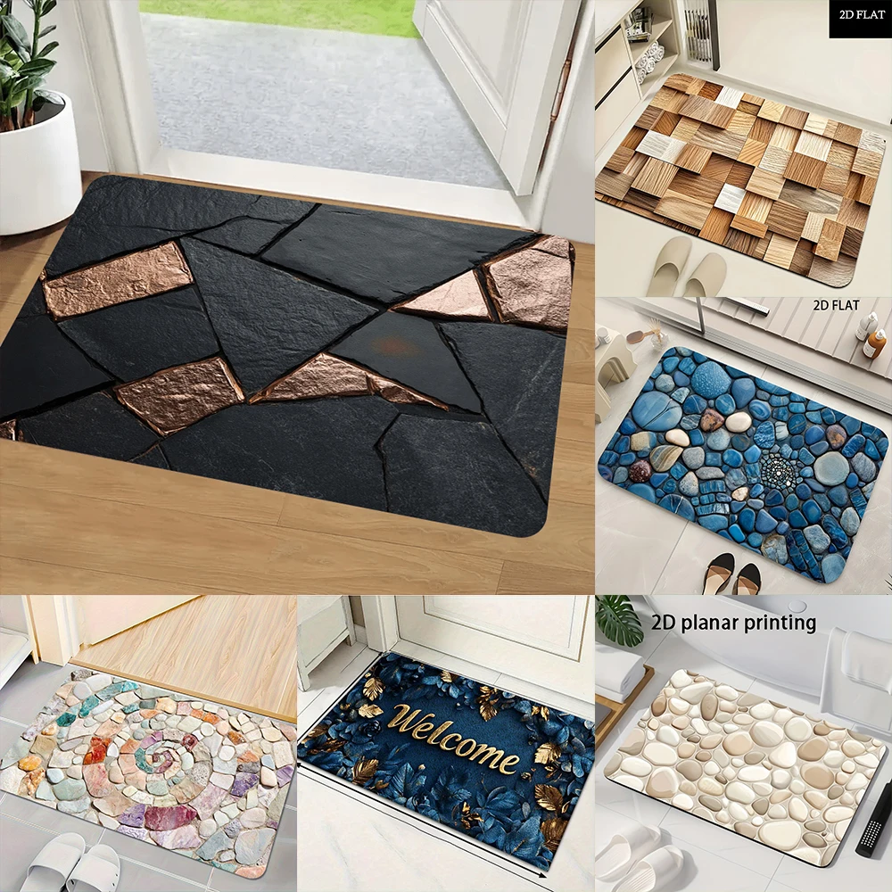 2D Flat-1pc nique Doorway Floor Mats , Suitable for entrance, kitchen, living room, rectangular carpet decoration.