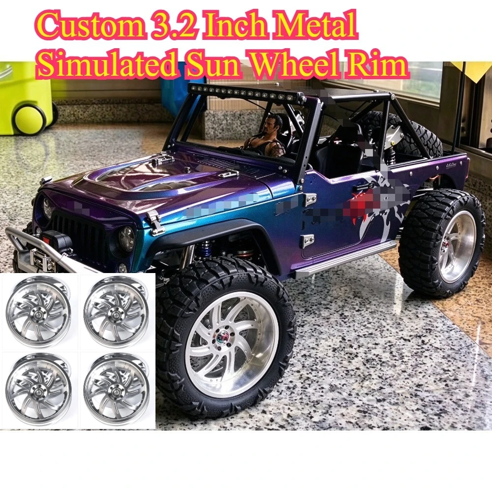 Upgrade RC Crawler 3.2 Inch Metal Simulated Sun Wheel Rim For 1/10 Axial SCX10 III D1RC Not VP custom size Replacement Parts