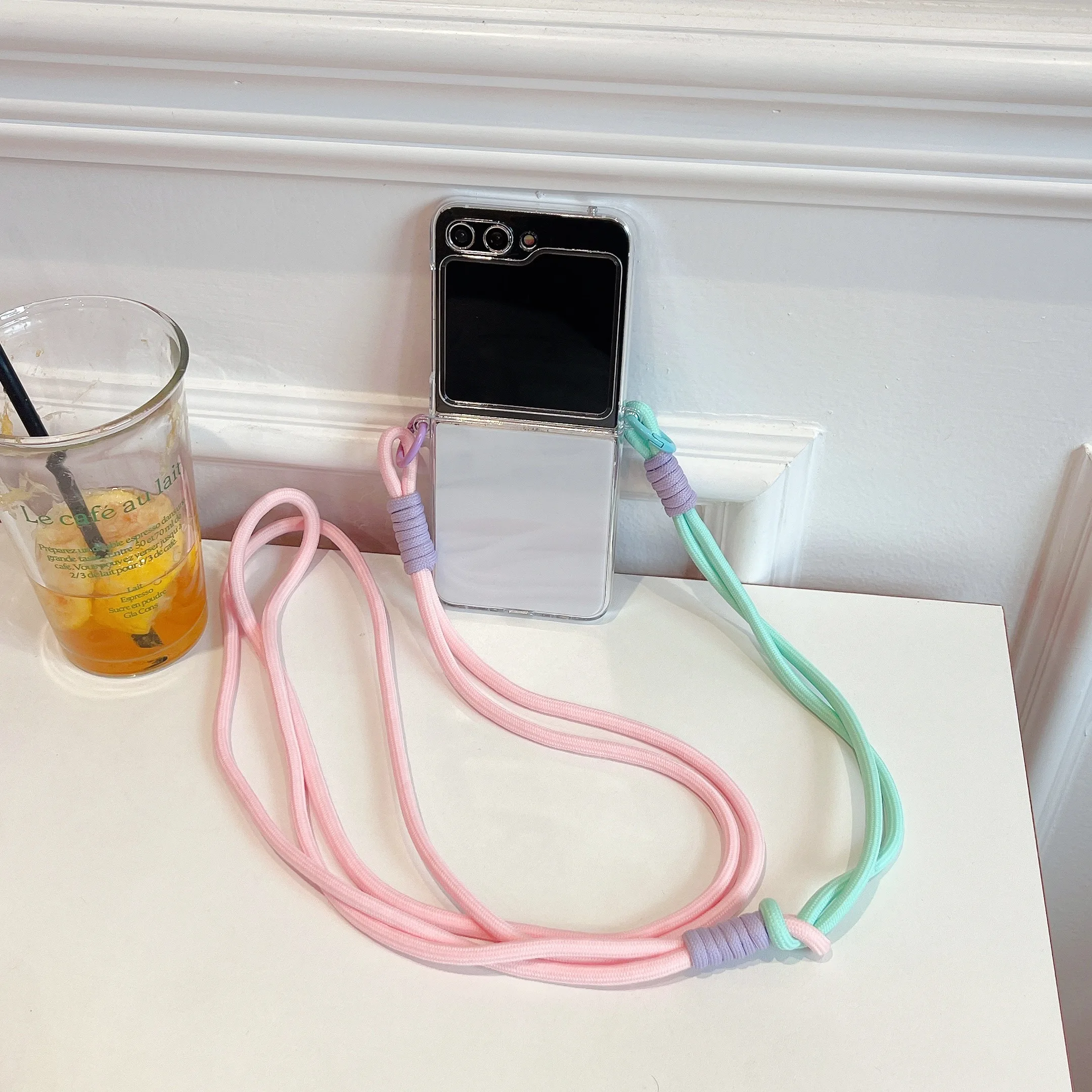 

Crossbody Straps Hand Rope Hard Acrylic Shockproof Phone Case For Samsung Galaxy Z Flip 6 5 4 3 Back Cover