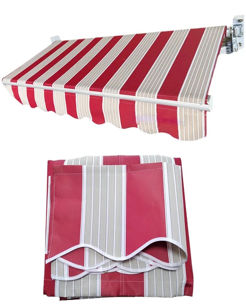 Customer Size Red Beige Stripe Folding Adjustable Awning Fabrics Courtyard Outdoor Carport Rain Shelter Balcony Landscape Clump